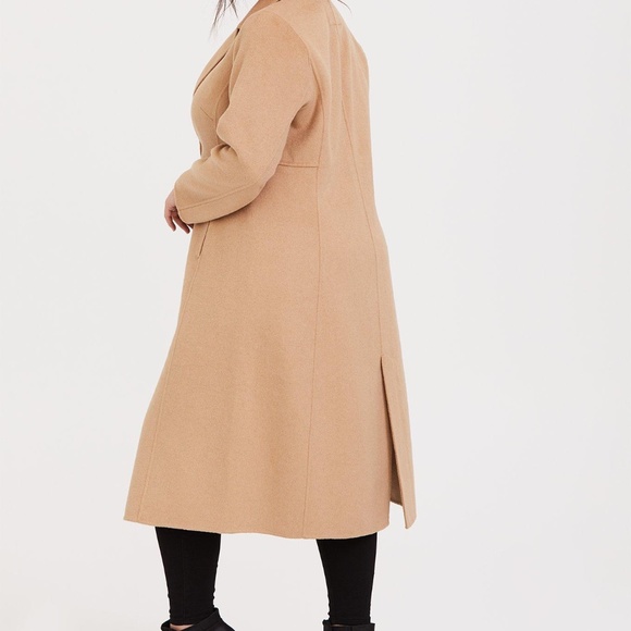 Torrid Size 4 Taupe Woolen Button Front Duster Coat - Picture 3 of 8